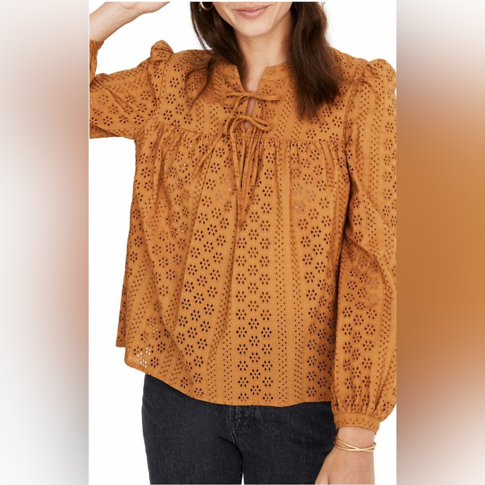 3 x $20 Madewell Double Tie Eyelit peasant blouse size M